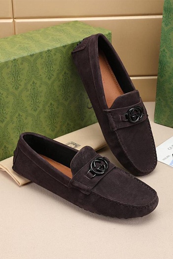 Мужские замшевые мокасины Gucci Interlocking G   