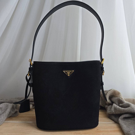 Замшевая сумка Prada Bucket 24x22 см - Black