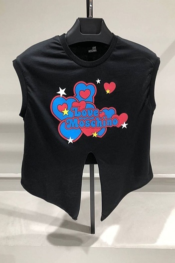 Женский чёрный топ Love Moschino Hearts print   
