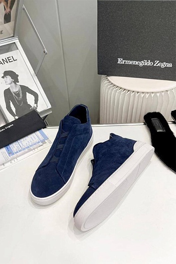 Кроссовки с мехом Ermenegildo Zegna Triple Stitch - Navy   
