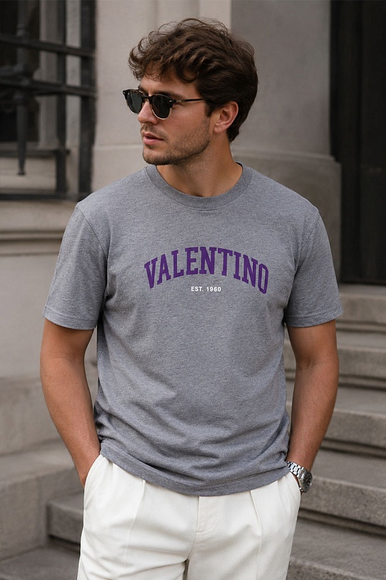 Мужская футболка Valentino серого цвета