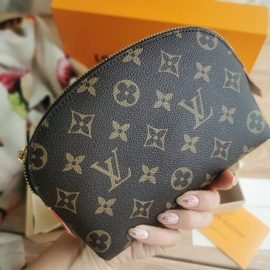 Кожаная косметичка Louis Vuitton Pouch PM Monogram Canvas 19x12 см - Brown
