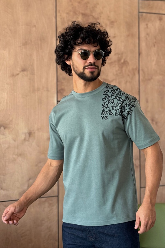 Мужская зелёная футболка Y-3 Yohji Yamamoto