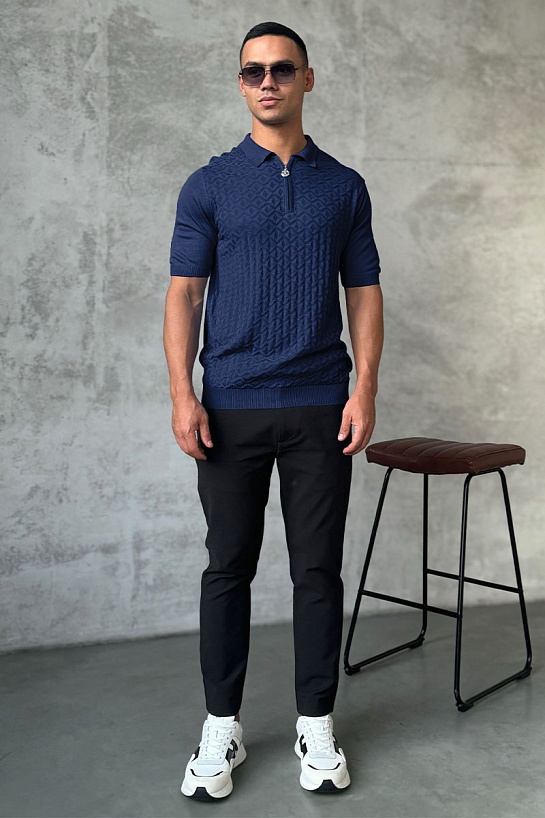 Мужское поло Stefano Ricci синего цвета