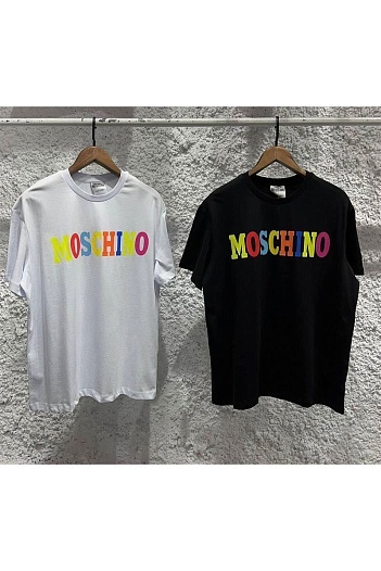 Чёрная оверсайз футболка Moschino colourblocked logo   