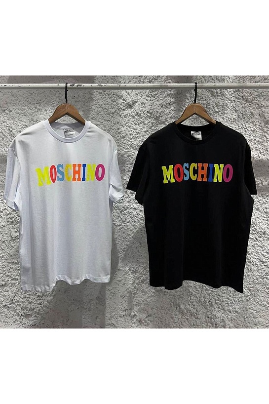 Чёрная оверсайз футболка Moschino colourblocked logo
