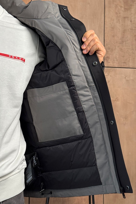 Мужской пуховик Prada logo-plaque - Black