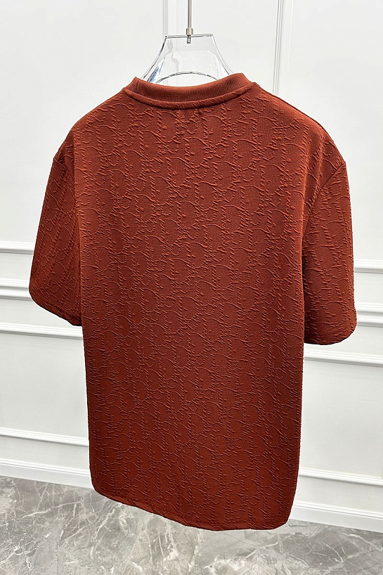 Мужская бордовая футболка Dior logo all-over embossed