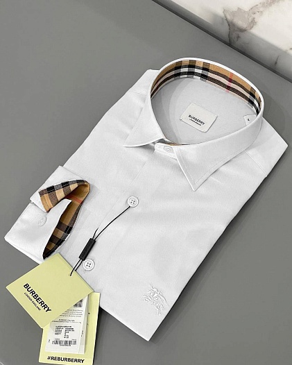 Мужская рубашка Burberry logo-embroidered - White   