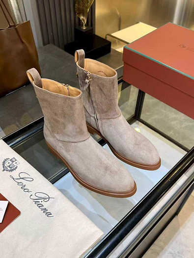 Женские замшевые сапоги Loro Piana premium - Grey   