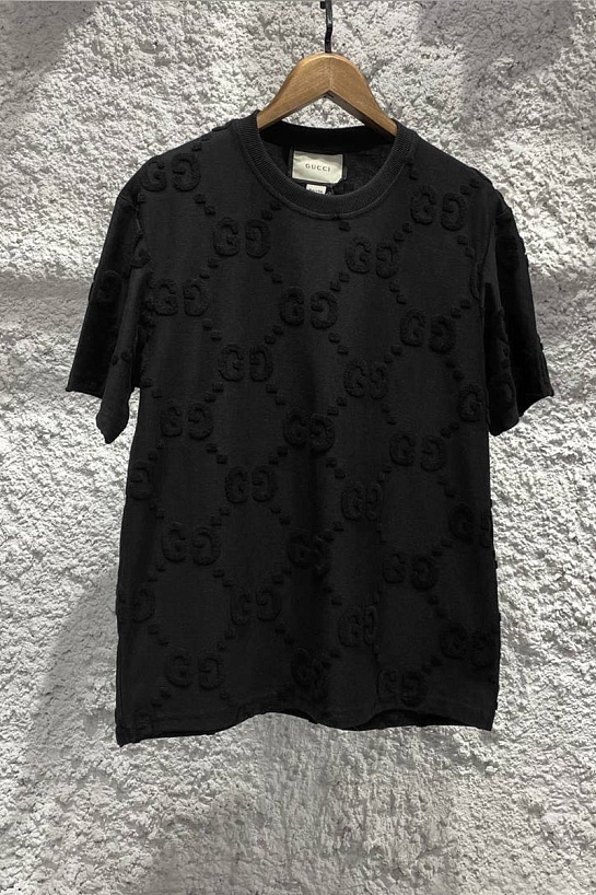 Чёрная оверсайз футболка Gucci GG monogram