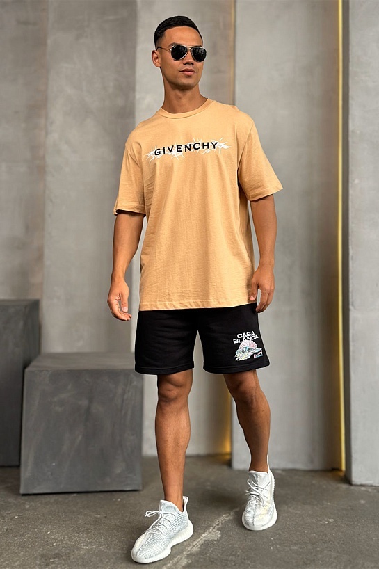 Бежевая оверсайз футболка Givenchy Barbed Wire-print