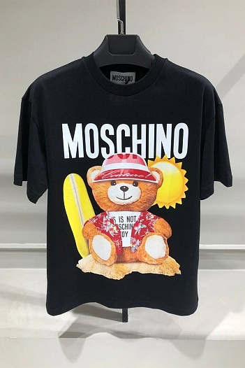 Мужская чёрная футболка Moschino Teddy Bear print   