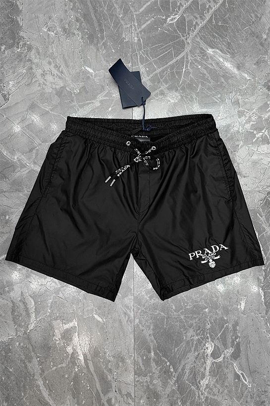 Чёрные шорты Prada logo-embroidered