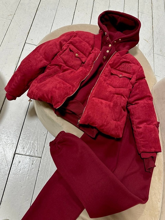 Женский бордовый костюм тройка MIU MIU
