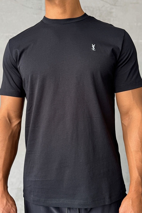 Мужская футболка Yves Saint Laurent logo-embroidered - Black