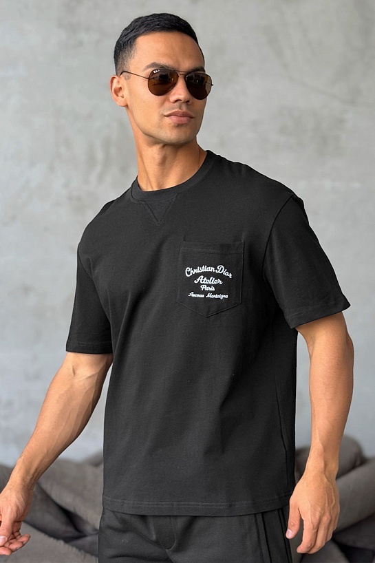Чёрная оверсайз футболка Dior Atelier Pocket