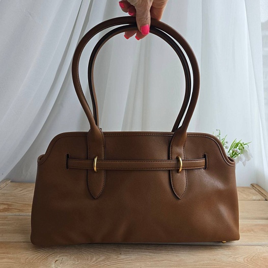 Кожаная сумка MIU MIU Aventure nappa 42x29 см - Brown   