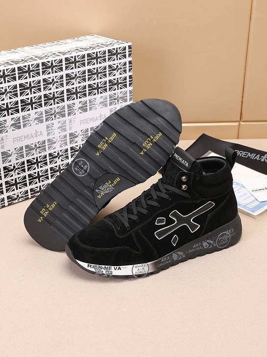 Замшевые кроссовки с мехом Premiata high-top - Black