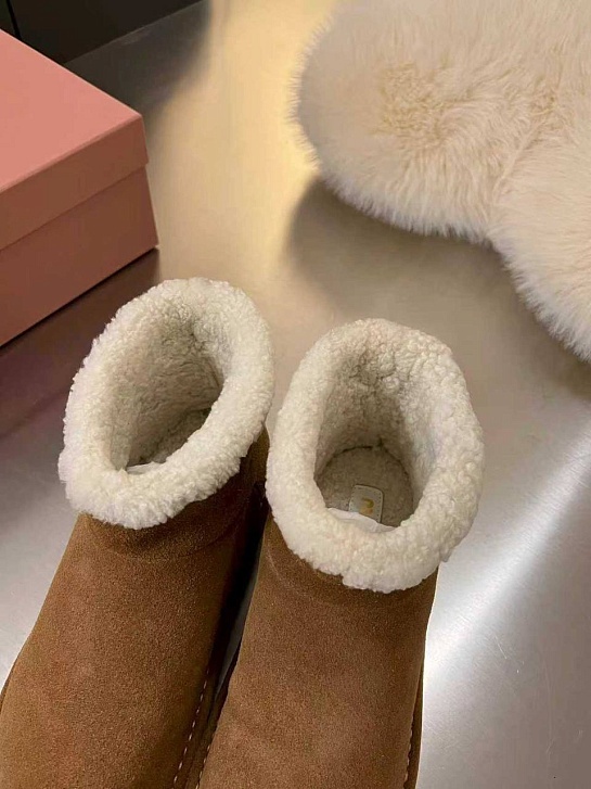 Женские ботинки с мехом MIU MIU premium - Chestnut