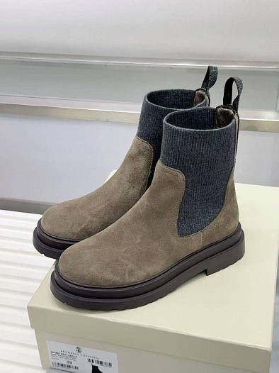 Женские замшевые сапоги Brunello Cucinelli premium - Beige   