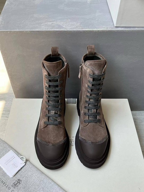 Женские замшевые ботинки Brunello Cucinelli Premium - Brown