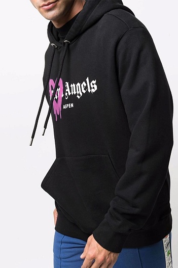 Чёрное оверсайз худи Palm Angels Aspen logo-print   