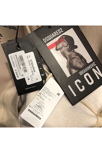 Утеплённое худи на флисе Dsquared2 x Ibrahimovic "ICON" - White   