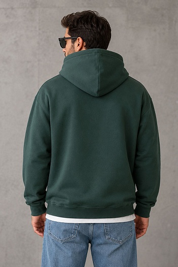 Зелёное худи Balenciaga Paris logo-embroidered   