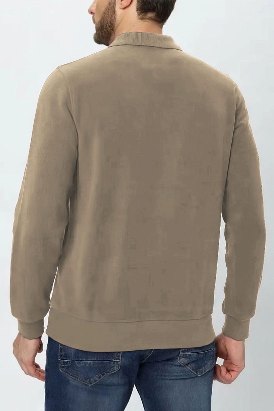 Бежевое поло с длинным рукавом Tommy Hilfiger