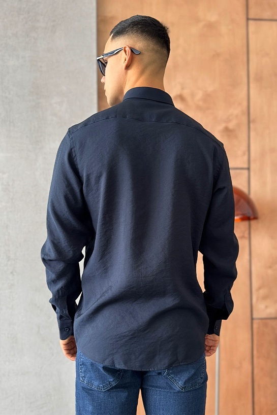 Мужская рубашка Hermes H embroidered - Navy
