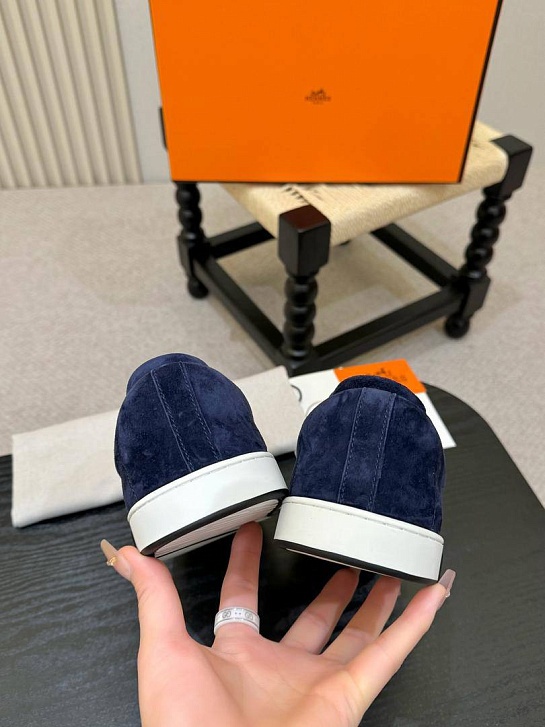 Мужские замшевые кроссовки Hermes Kid - Navy