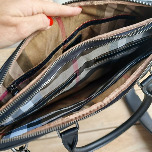 Мужская кожаная сумка Burberry 38.5x29 см -  Brown   