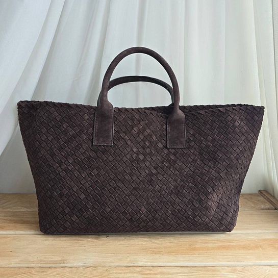 Замшевая сумка Bottega Veneta Cabat 40x28 см - Brown