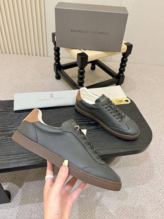 Кожаные кроссовки Brunello Cucinelli low-top - Grey
