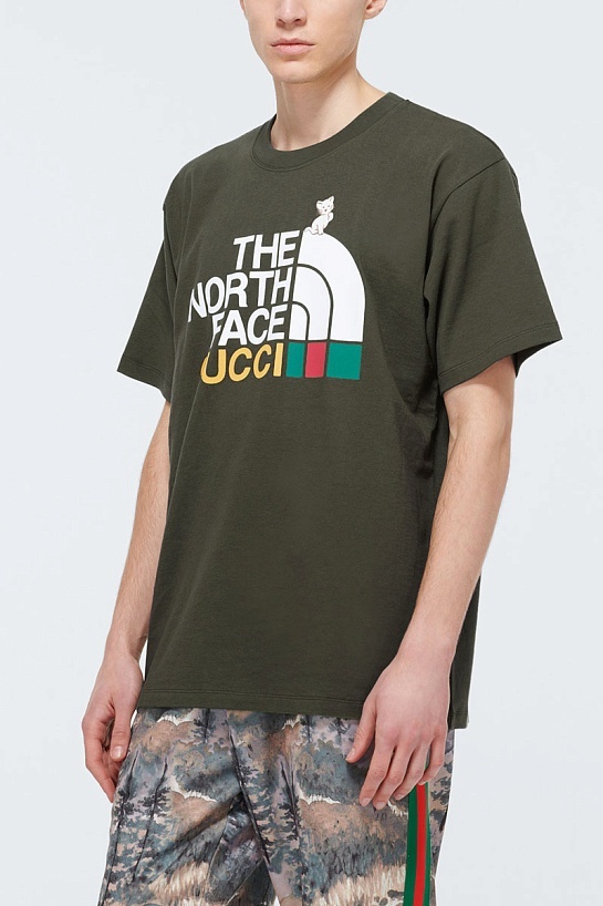 Зелёная оверсайз футболка Gucci x The North Face Collaboration