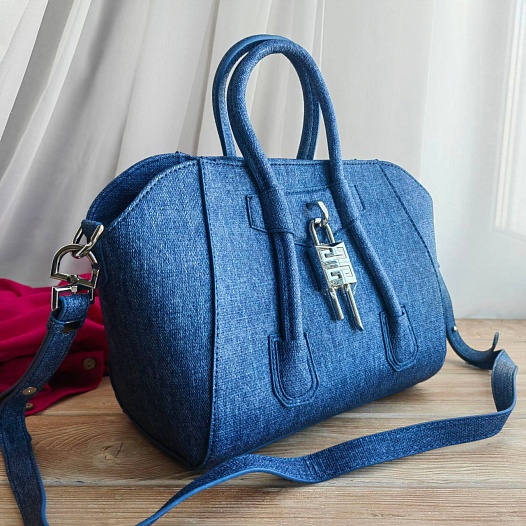 Женская сумка Givenchy Antigona Lock Blue 35x23 см   