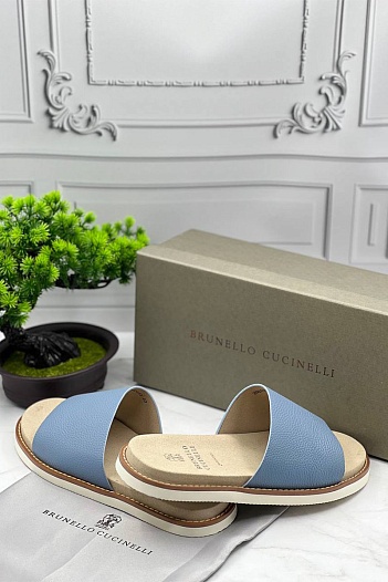Мужские кожаные шлёпанцы Brunello Cucinelli   