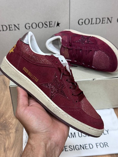 Женские замшевые кроссовки Golden Goose Ball Star premium   