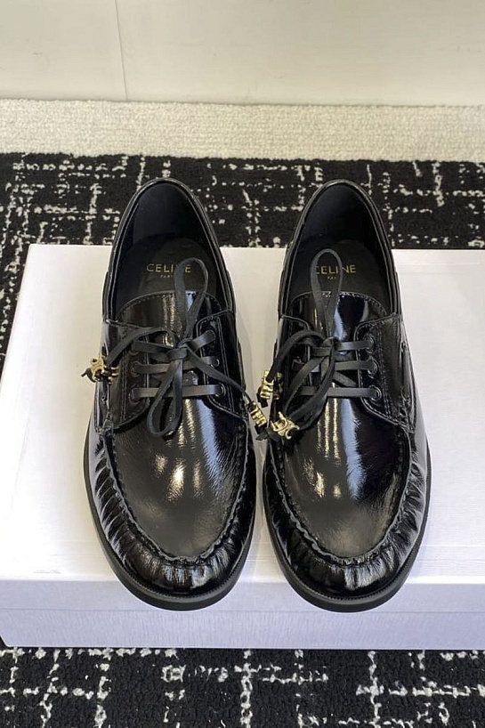 Женские кожаные лоферы Celine premium - Black