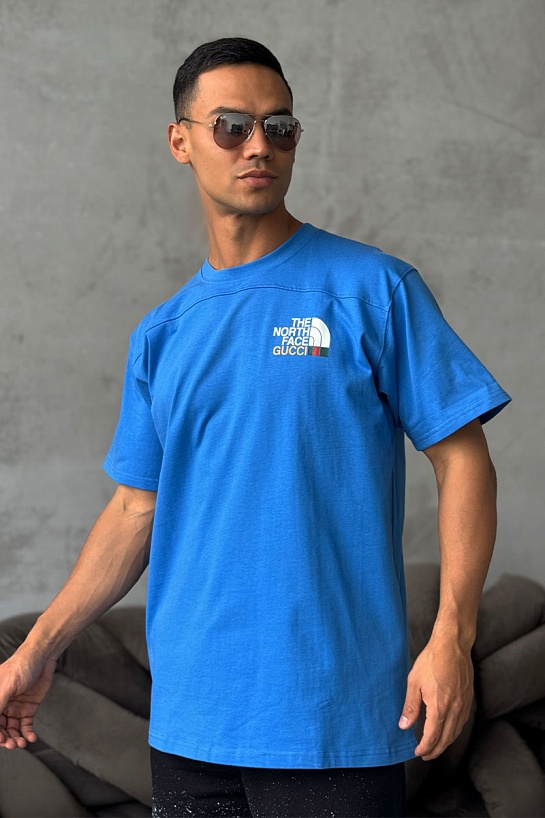 Оверсайз футболка Gucci x The North Face Collaboration landscape print - Blue