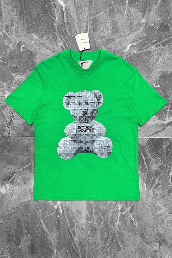 Зелёная оверсайз футболка Bottega Veneta Bear print   