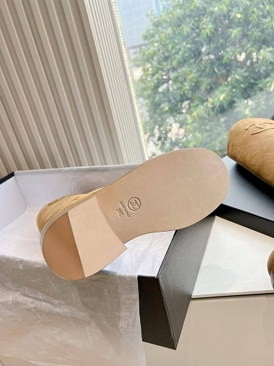 Женские замшевые сапоги Chanel Premium - Chestnut   