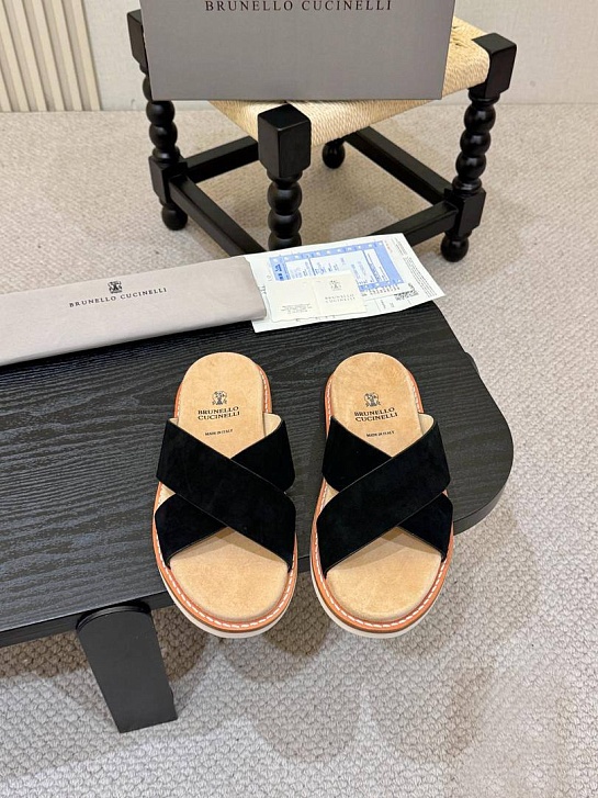 Замшевые шлёпанцы Brunello Cucinelli Crossover