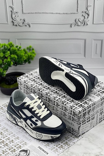 Мужские кроссовки Premiata Moe Run - White / Navy   