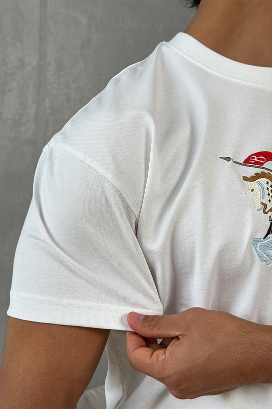 Мужская белая футболка Burberry Equestrian Knight