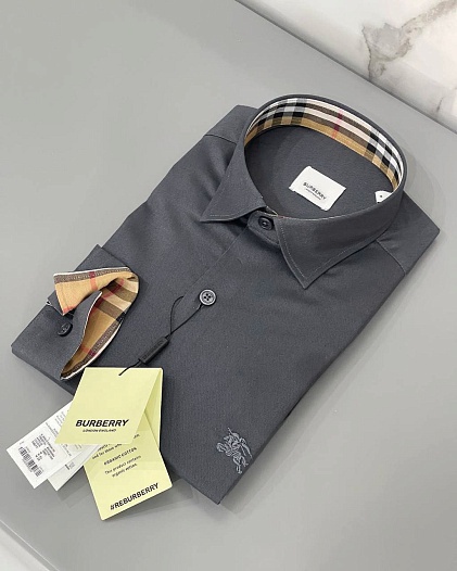 Мужская рубашка Burberry logo-embroidered - Grey   