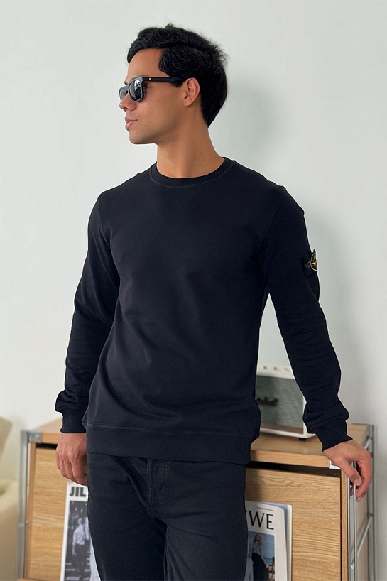 Мужской свитшот Stone Island чёрного цвета Compass-patch