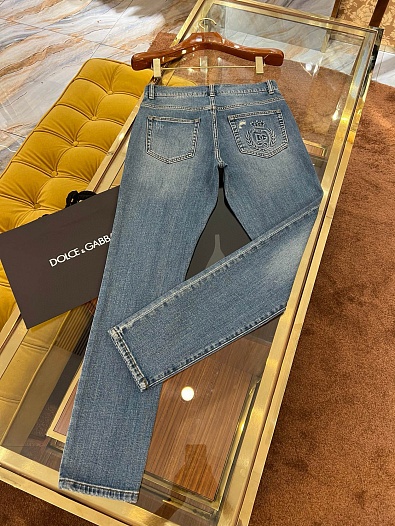 Мужские синие джинсы Dolce & Gabbana slim fit Premium   