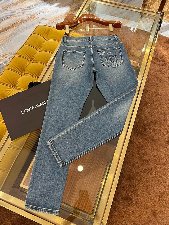 Мужские синие джинсы Dolce & Gabbana slim fit Premium